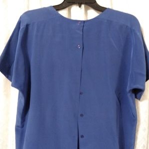 Royal blue silk blouse